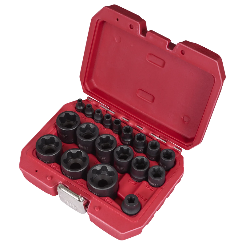 Sealey External TRX-P Socket Set 19 Piece - 1/4", 3/8", 1/2" Drive