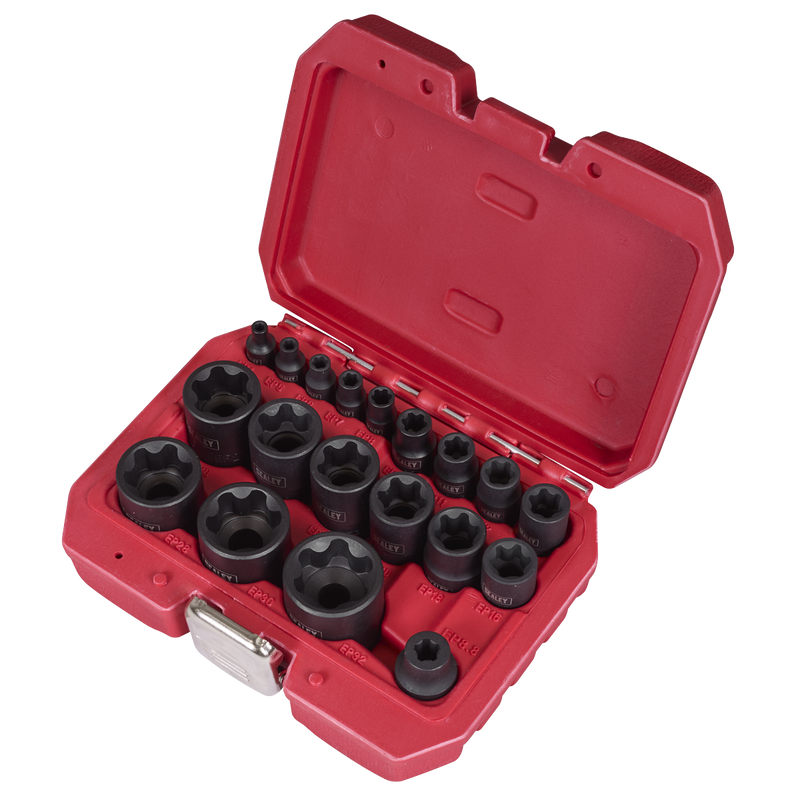 Sealey External TRX-P Socket Set 19 Piece - 1/4", 3/8", 1/2" Drive