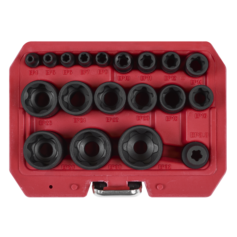 Sealey External TRX-P Socket Set 19 Piece - 1/4", 3/8", 1/2" Drive