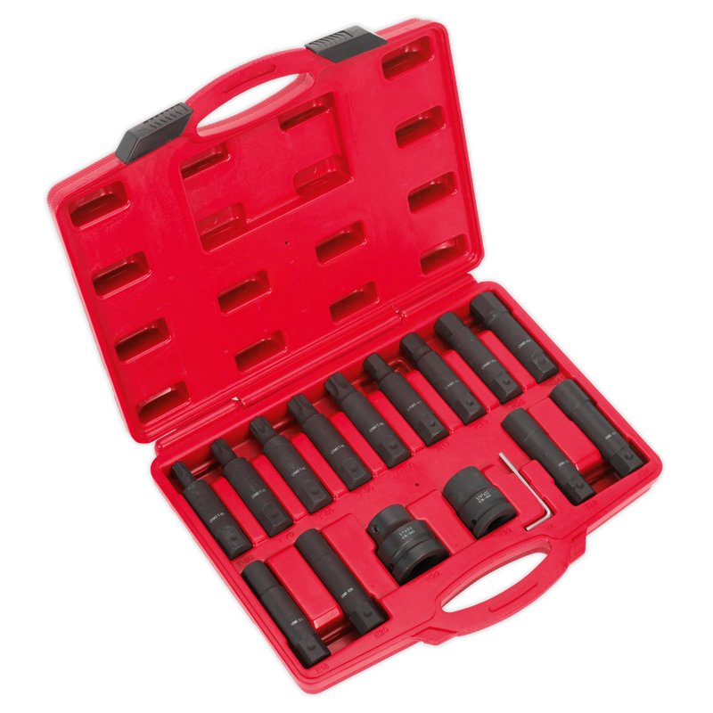 Sealey Impact Hex & TRX-Star Socket Bit Set 16 Piece 3/4" & 1" Drive