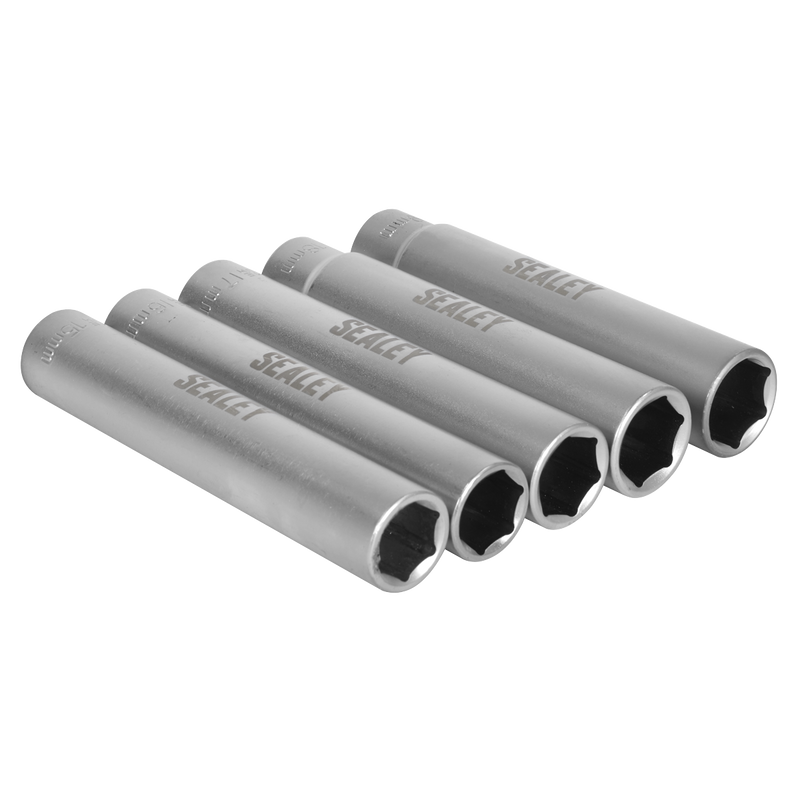 Sealey Extra-Deep Socket Set 1/2”Sq Drive 5 Piece 15-19mm