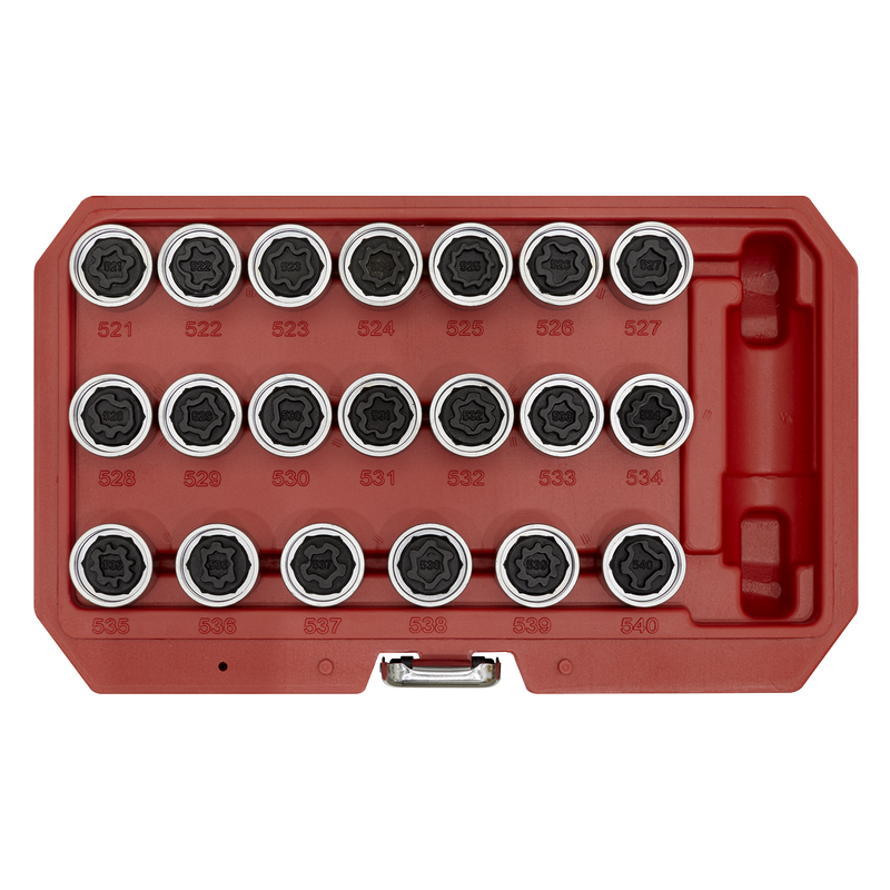 Sealey Locking Wheel Nut Key Set SX219 20 Piece for VAG Vehicles
