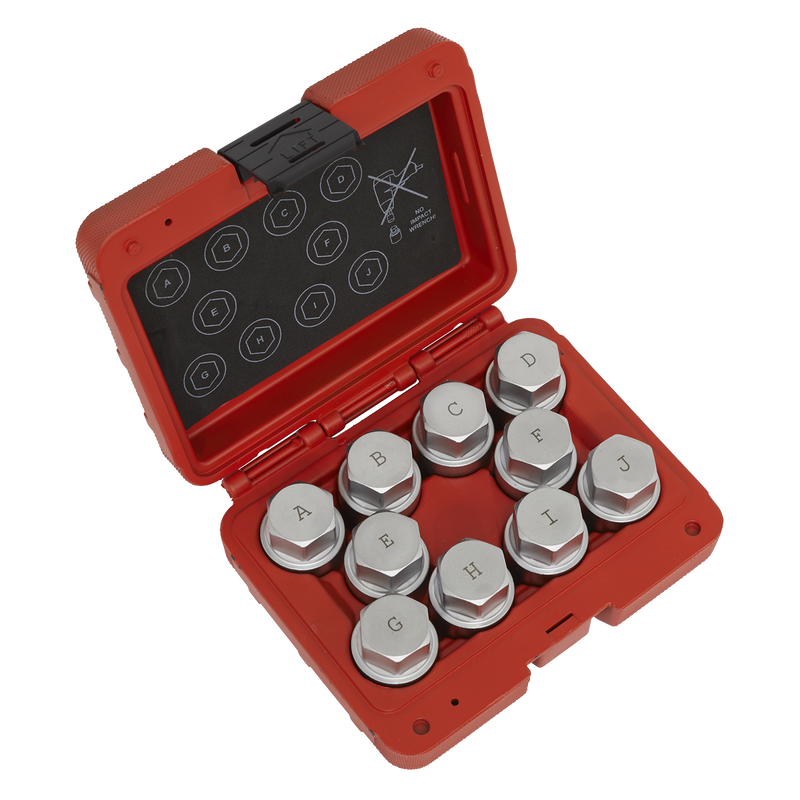 Sealey Locking Wheel Nut Key Set SX222 for Land Rover 10 Piece