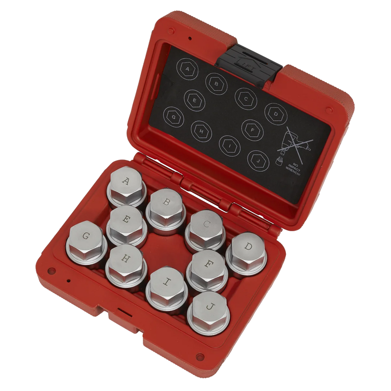 Sealey Locking Wheel Nut Key Set SX222 for Land Rover 10 Piece