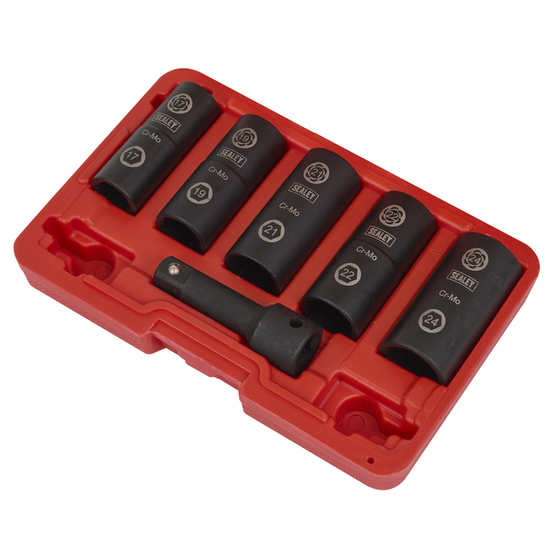 Sealey Impact Wheel Nut Removal Socket Set 1/2" Drive 6 Piece