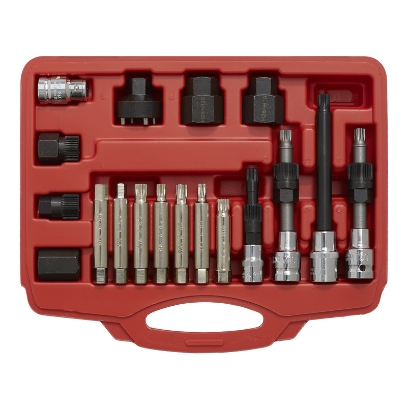 Sealey Alternator Freewheel Pulley Removal Set 18 Piece SX402