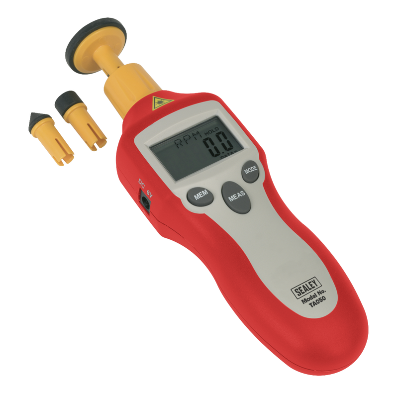 Sealey Contact/Non-Contact Digital Tachometer TA050 2-99,999rpm
