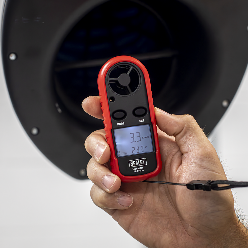 Sealey Digital Anemometer TA070 - Wind Speed & Temperature Meter
