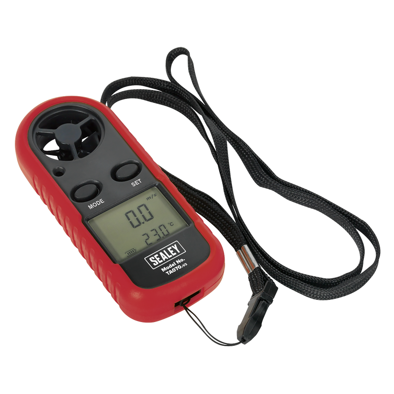 Sealey Digital Anemometer TA070 - Wind Speed & Temperature Meter