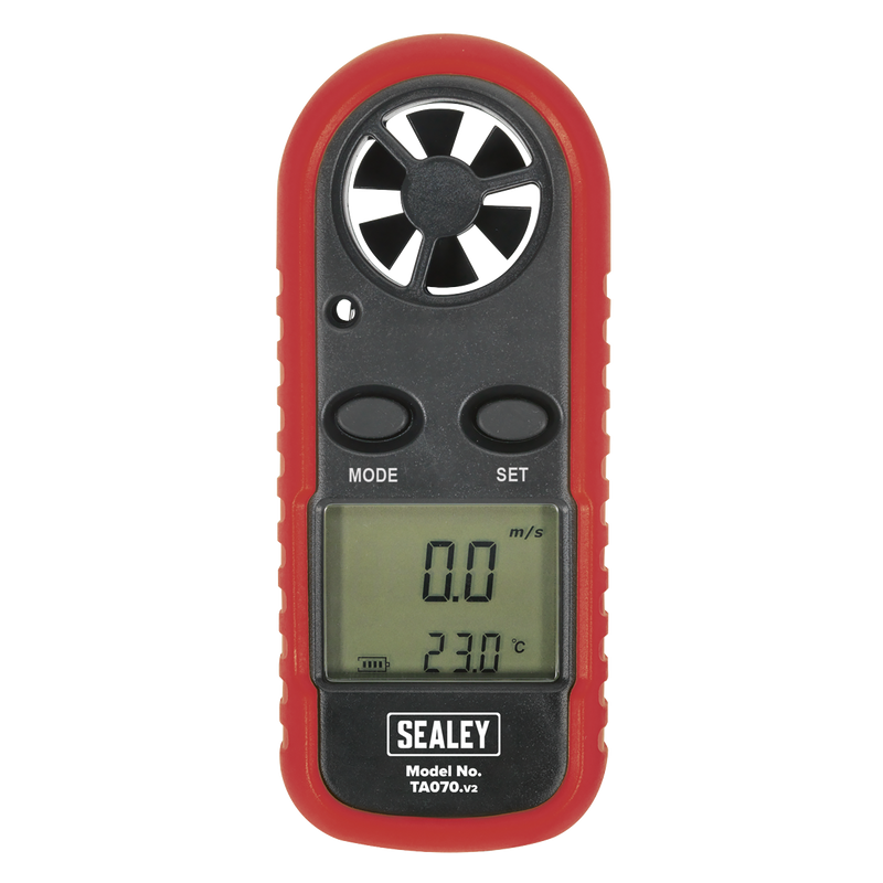 Sealey Digital Anemometer TA070 - Wind Speed & Temperature Meter