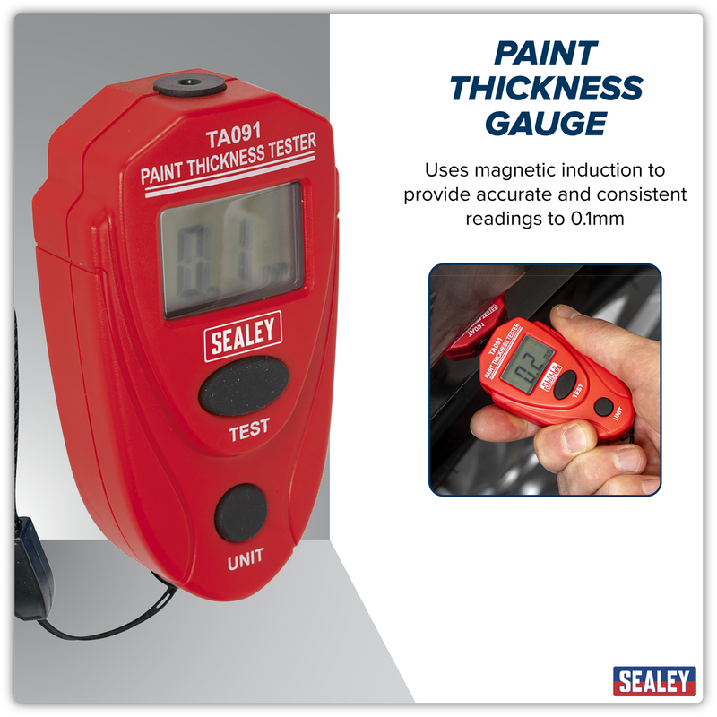Sealey Paint Thickness Gauge TA091 0-2mm Accuracy ±2%