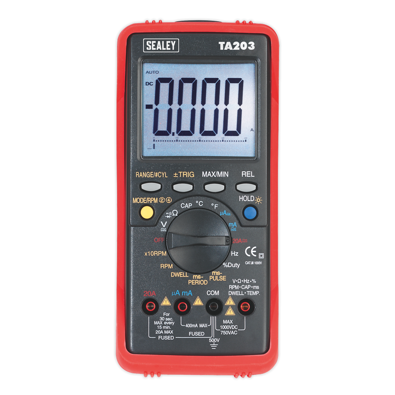 Sealey 15-Function Digital Automotive Multimeter TA203 with Bar Graph