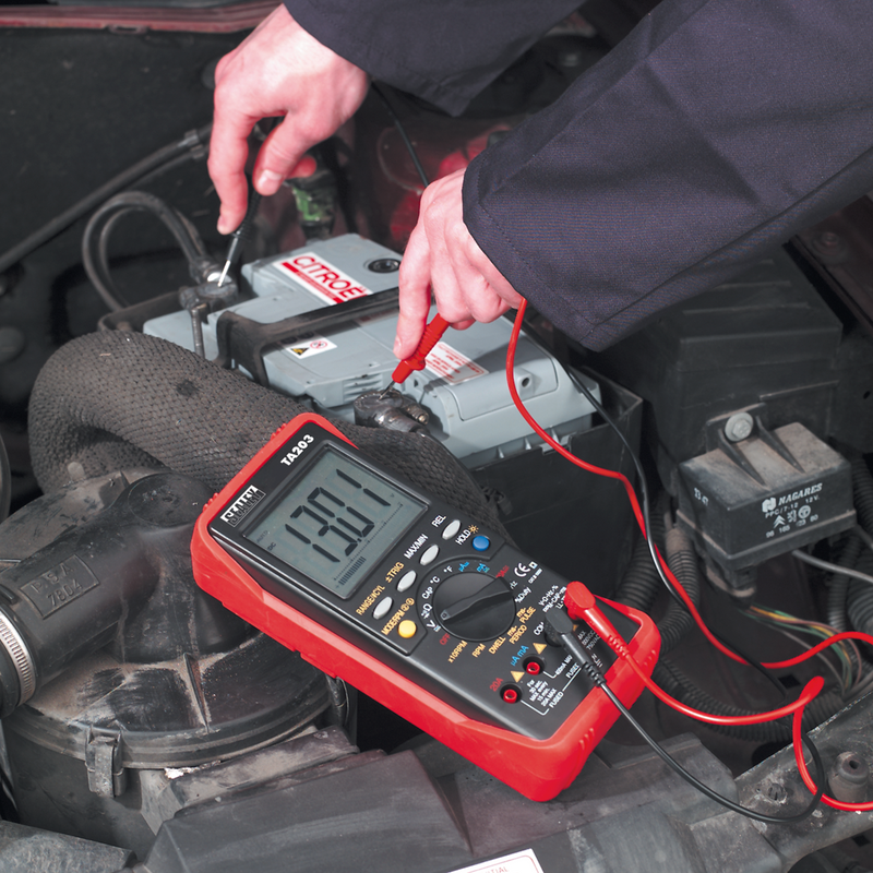 Sealey 15-Function Digital Automotive Multimeter TA203 with Bar Graph