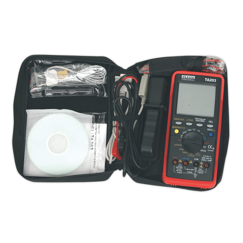 Sealey 15-Function Digital Automotive Multimeter TA203 with Bar Graph