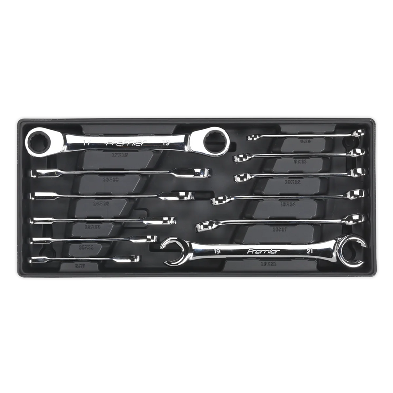 Sealey Premier Flare Nut & Ratchet Ring Spanner Set 12 Piece TBT13