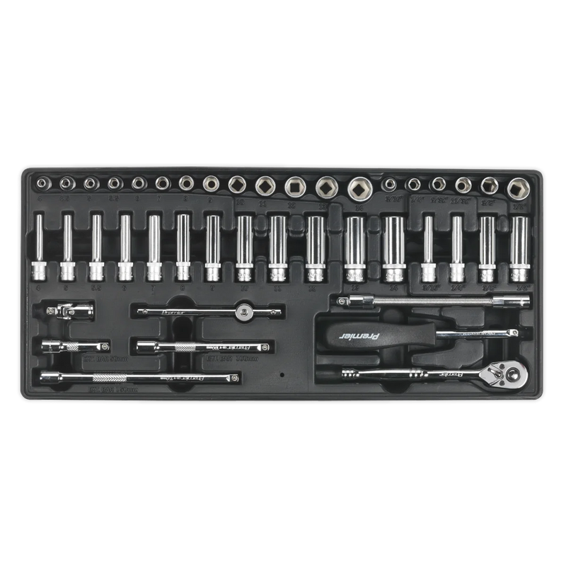 Sealey Premier Socket Set 43 Piece 1/4" Drive with Tool Tray TBT19