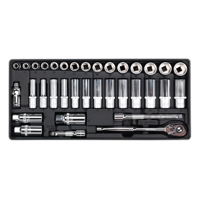 Sealey Premier Socket Set 35 Piece 3/8"Sq Drive with Tool Tray TBT20
