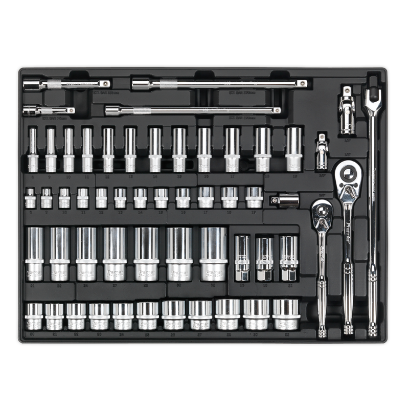 Sealey Premier Socket Set 55 Piece with Tool Tray 3/8" & 1/2" Drive