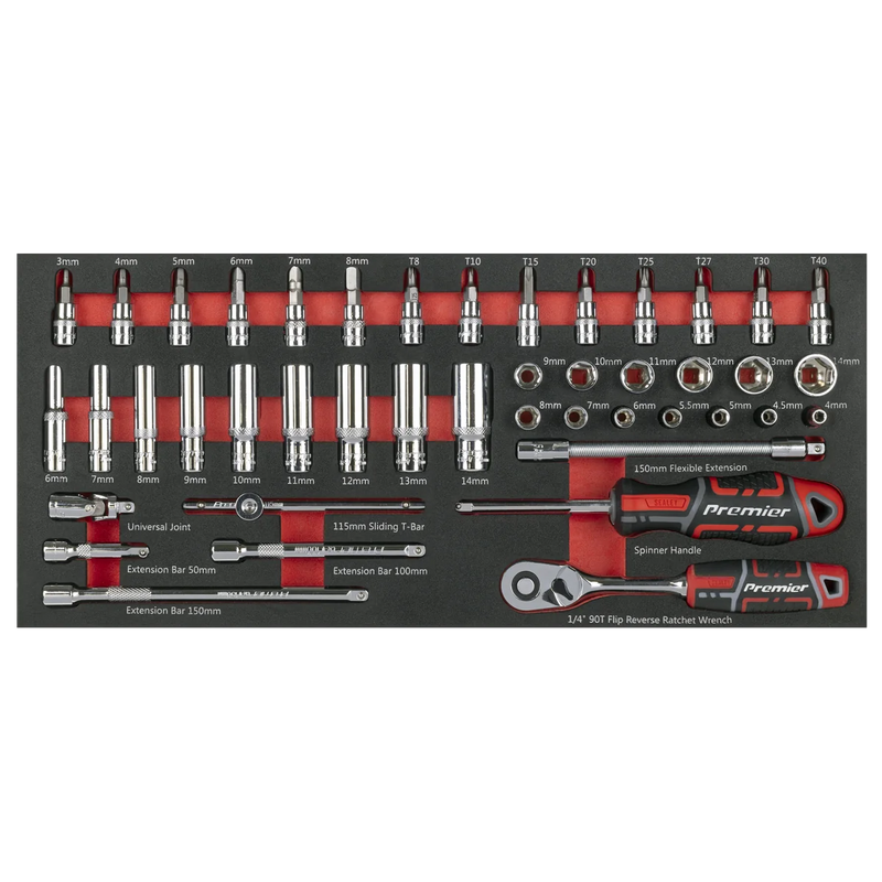 Sealey Premier Socket Set 44 Piece TBT40 with EVA Foam Tray
