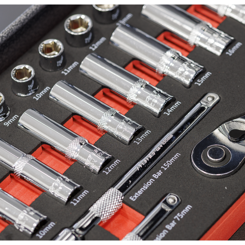 Sealey Premier Socket Set 32 Piece 3/8"Sq Drive with Tool Tray