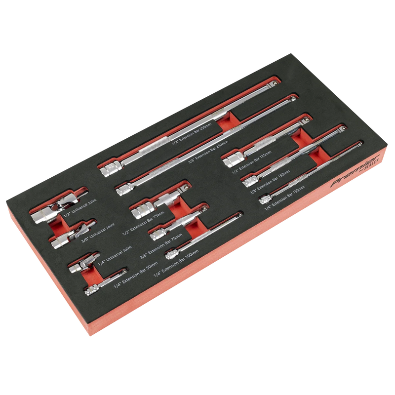 Sealey Premier Wobble Extension Bar Set 12 Piece 1/4", 3/8" & 1/2" Drive
