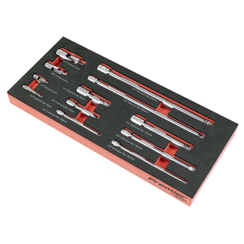 Sealey Premier Wobble Extension Bar Set 12 Piece 1/4", 3/8" & 1/2" Drive