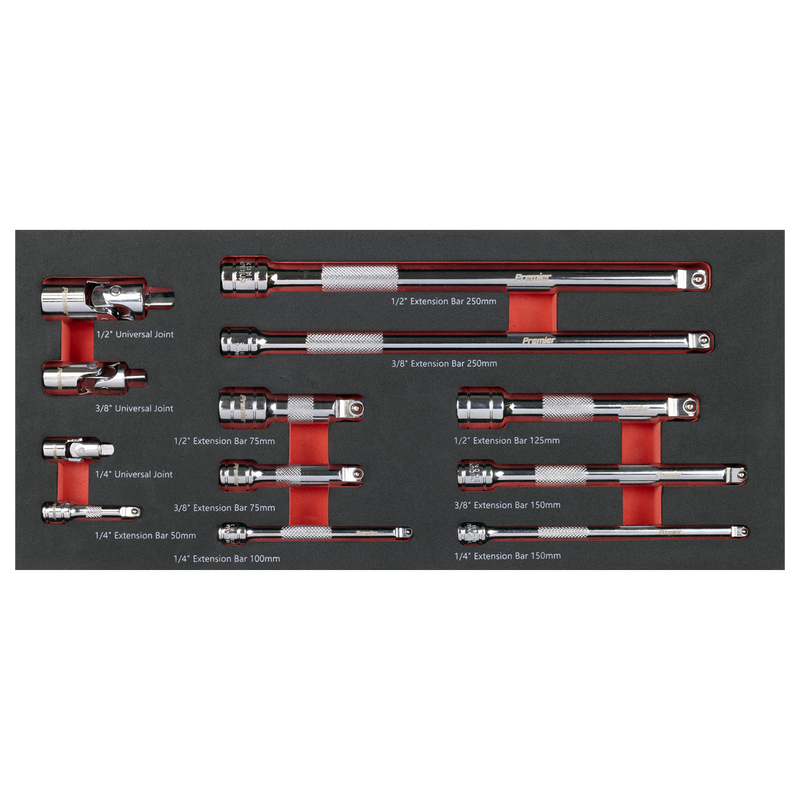Sealey Premier Wobble Extension Bar Set 12 Piece 1/4", 3/8" & 1/2" Drive