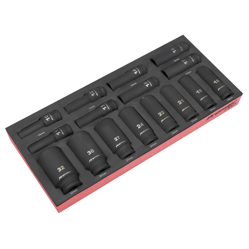 Sealey Premier Deep Impact Socket Set 16 Piece 1/2" Sq Drive