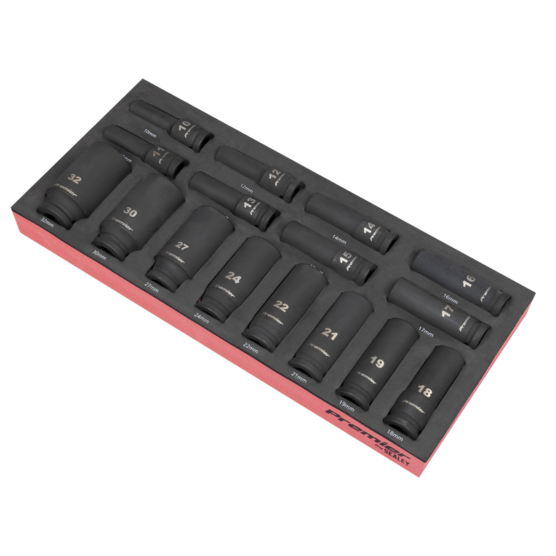 Sealey Premier Deep Impact Socket Set 16 Piece 1/2" Sq Drive