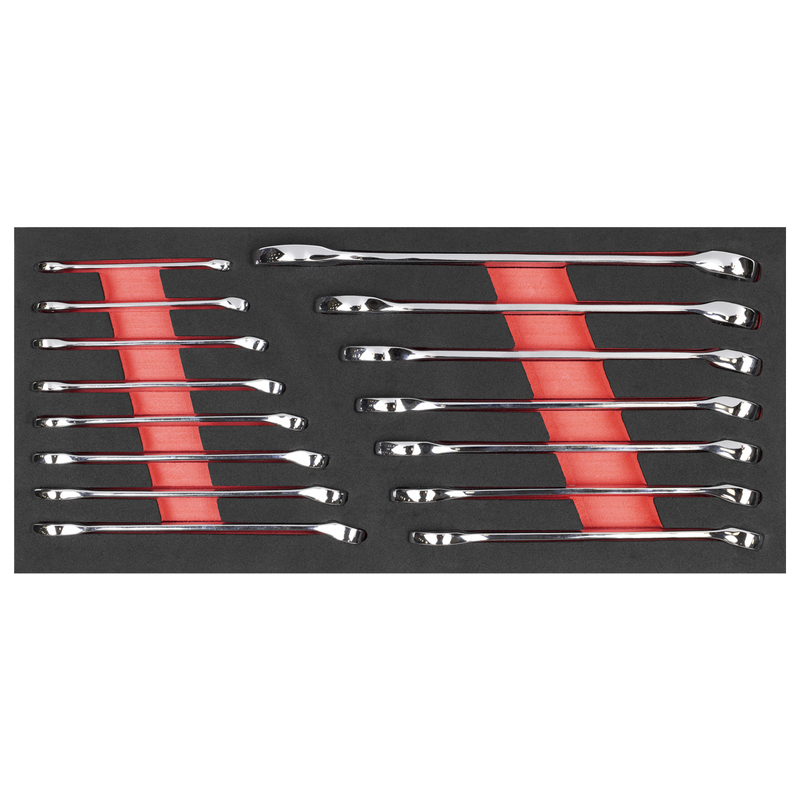 Sealey Premier Combination Spanner Set 15 Piece 6-22mm with Tool Tray