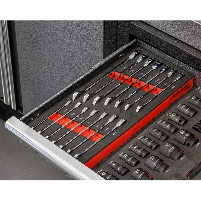 Sealey Premier Ratchet Spanner Set 14 Piece 6-19mm Tool Tray
