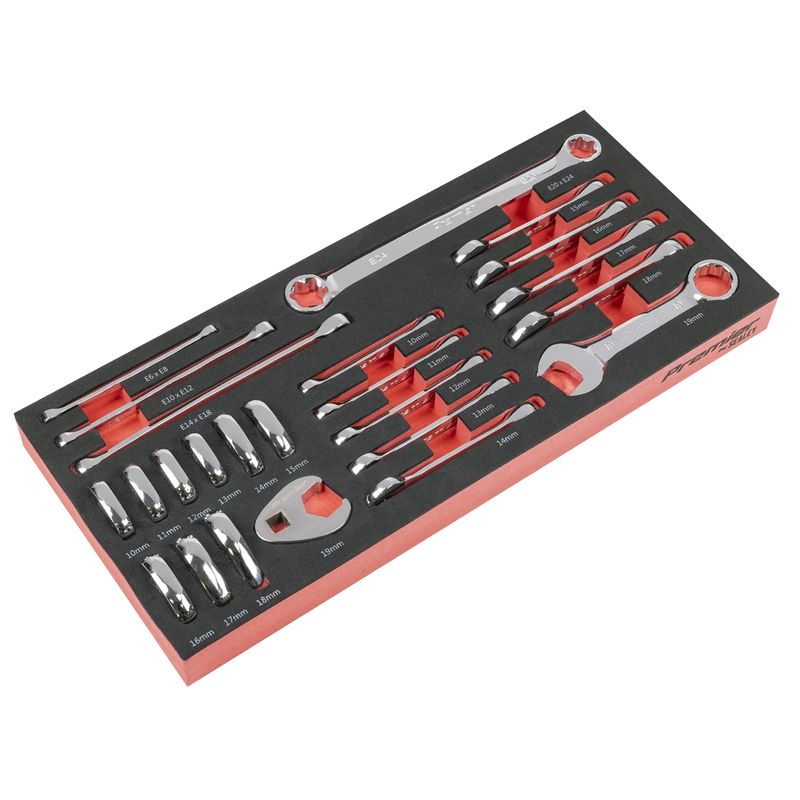 Sealey Premier Stubby Spanner Set TBT50 24 Piece with Tool Tray