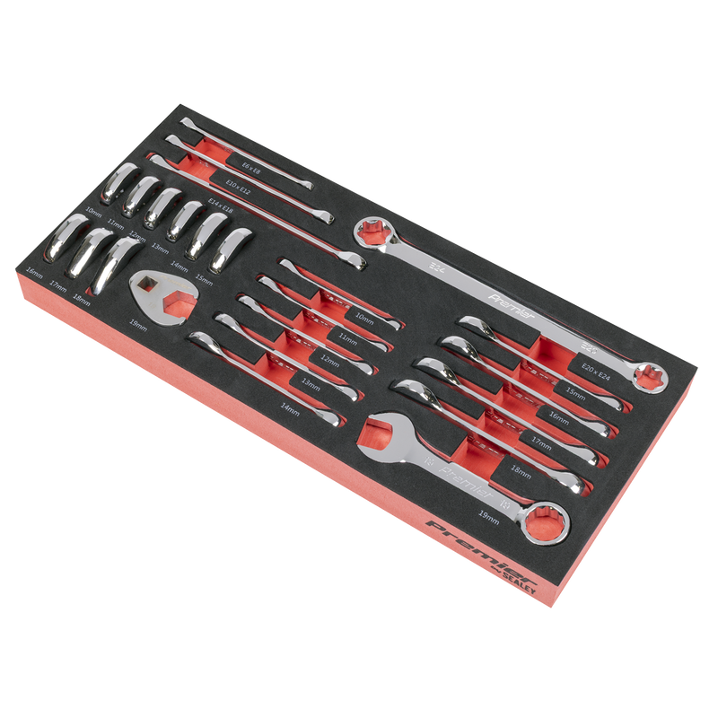 Sealey Premier Stubby Spanner Set TBT50 24 Piece with Tool Tray