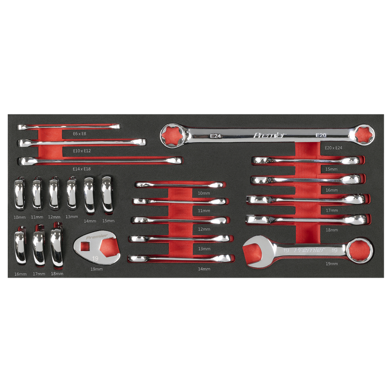 Sealey Premier Stubby Spanner Set TBT50 24 Piece with Tool Tray