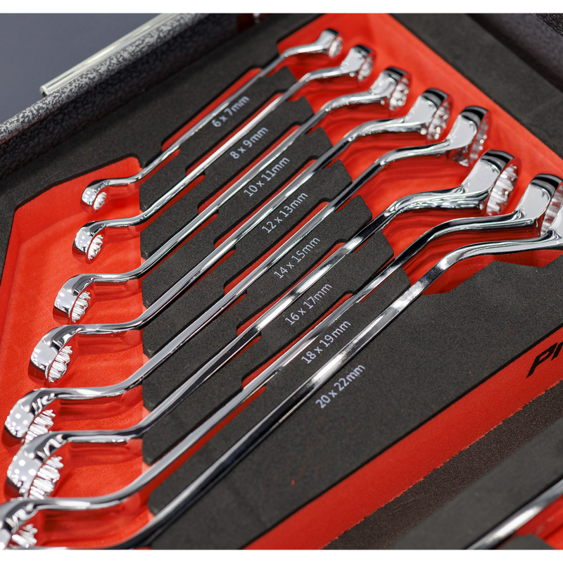 Sealey Premier Deep Offset Spanner Set 8 Piece with EVA Foam Tray