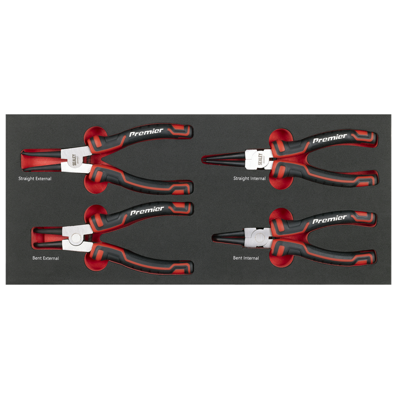 Sealey Premier Circlip Pliers Set 4 Piece with Tool Tray 19-60mm Capacity