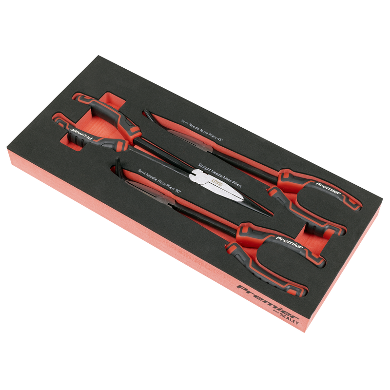 Sealey Premier Long Needle Nose Pliers Set 3 Piece with Tool Tray TBT58