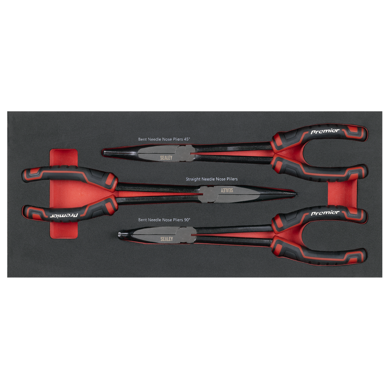 Sealey Premier Long Needle Nose Pliers Set 3 Piece with Tool Tray TBT58