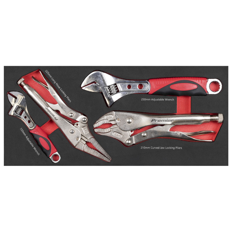 Sealey Premier Locking Pliers & Adjustable Wrench Set 4 Piece