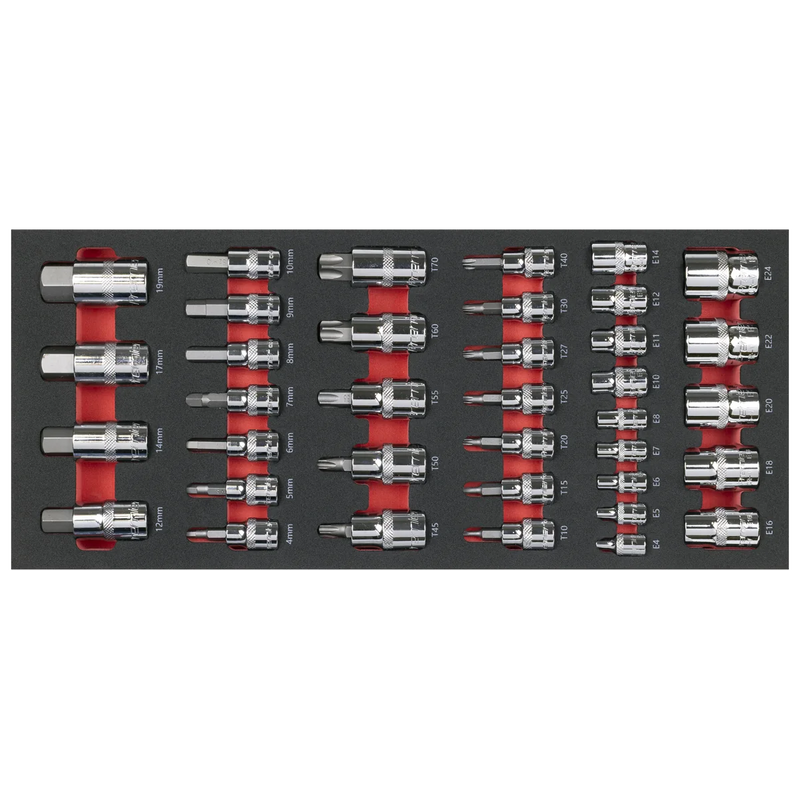 Sealey Premier Socket Bit Set 37 Piece with Tool Tray TBT61