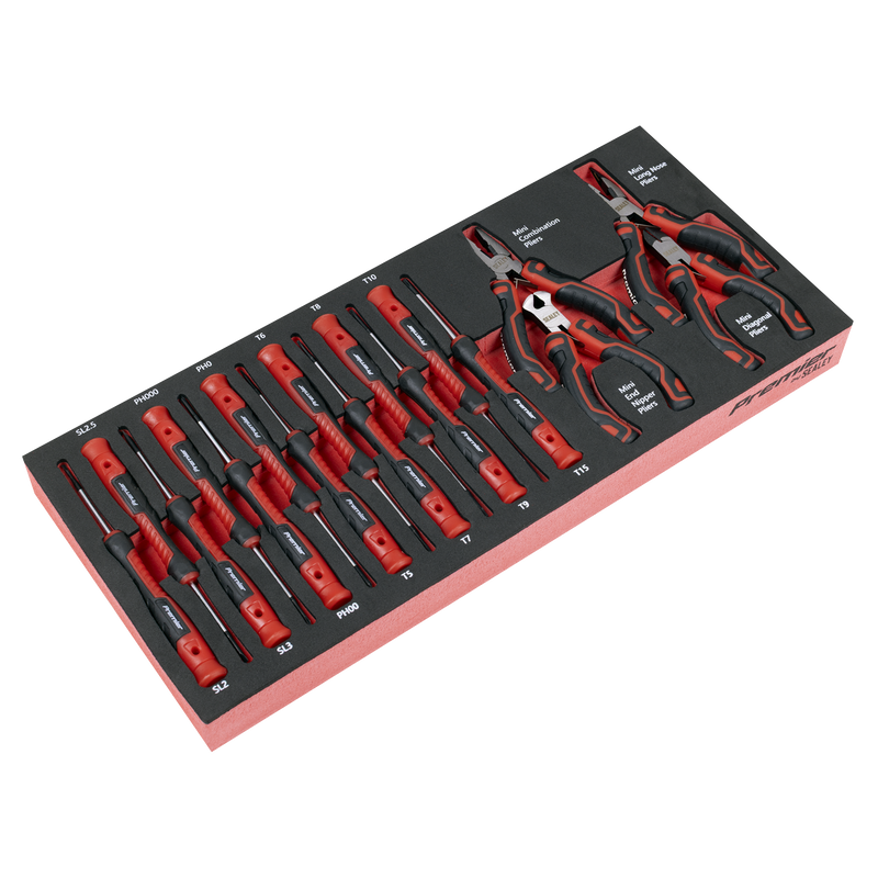 Sealey Premier Precision Screwdriver & Mini Pliers Set 17 Piece TBT67