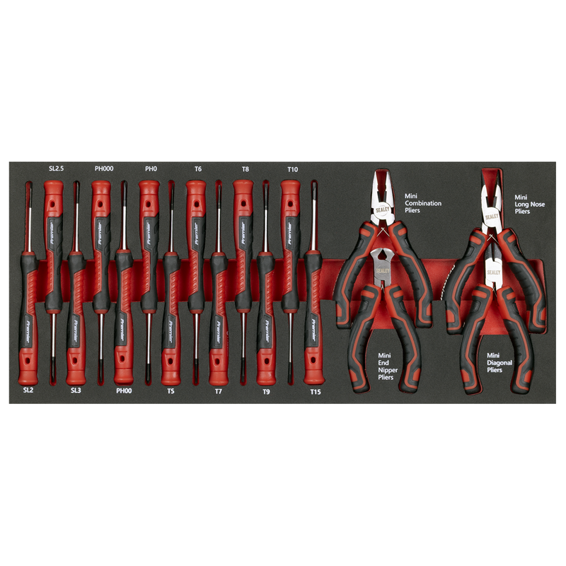 Sealey Premier Precision Screwdriver & Mini Pliers Set 17 Piece TBT67