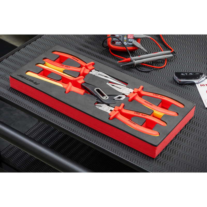 Sealey Premier Insulated Pliers Set 4 Piece - VDE Approved, 1.42kg