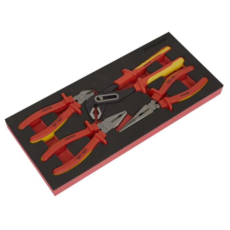 Sealey Premier Insulated Pliers Set 4 Piece - VDE Approved, 1.42kg