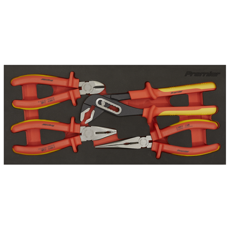 Sealey Premier Insulated Pliers Set 4 Piece - VDE Approved, 1.42kg