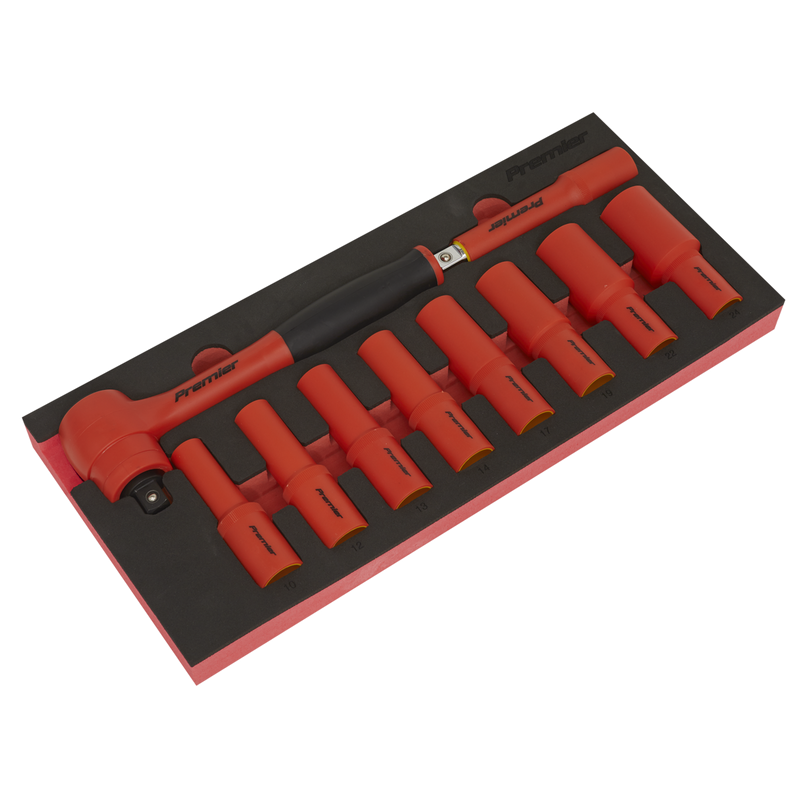 Sealey Premier Insulated Socket Set 10 Piece - VDE Approved 1/2" Drive