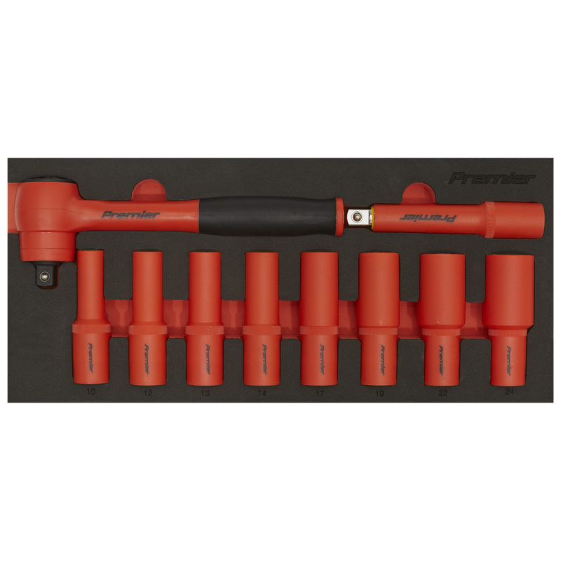 Sealey Premier Insulated Socket Set 10 Piece - VDE Approved 1/2" Drive