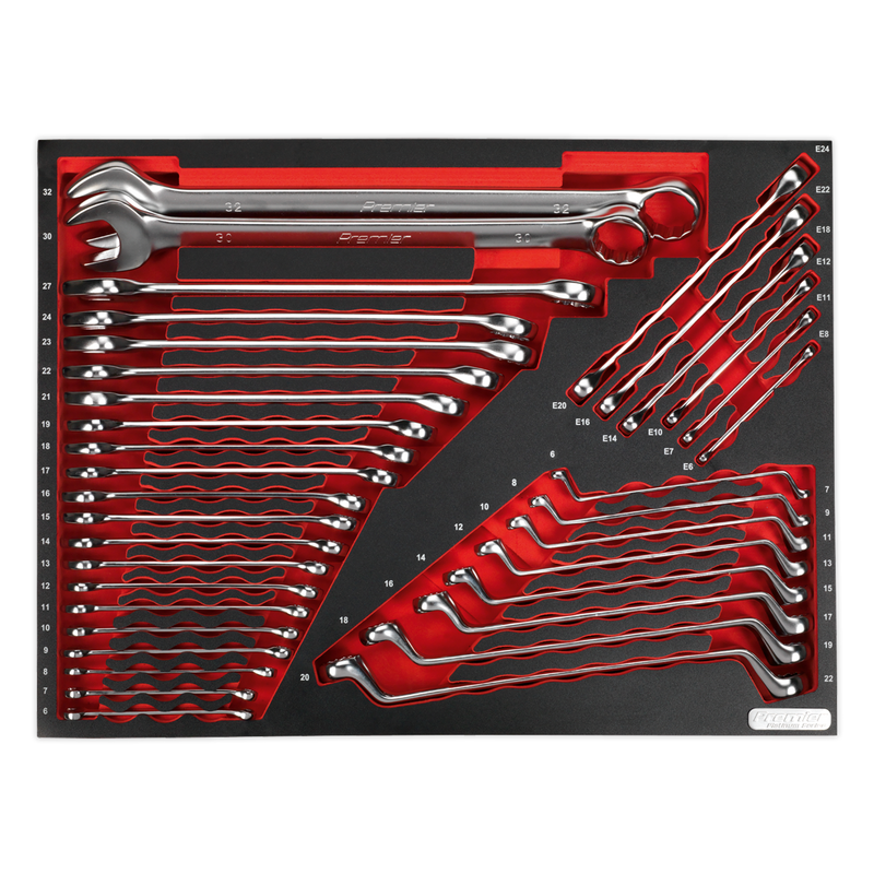 Sealey Premier Platinum Spanner Set 35 Piece with Tool Tray