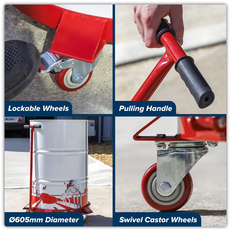 Sealey Drum Dolly with Handle 205L Capacity TP205H