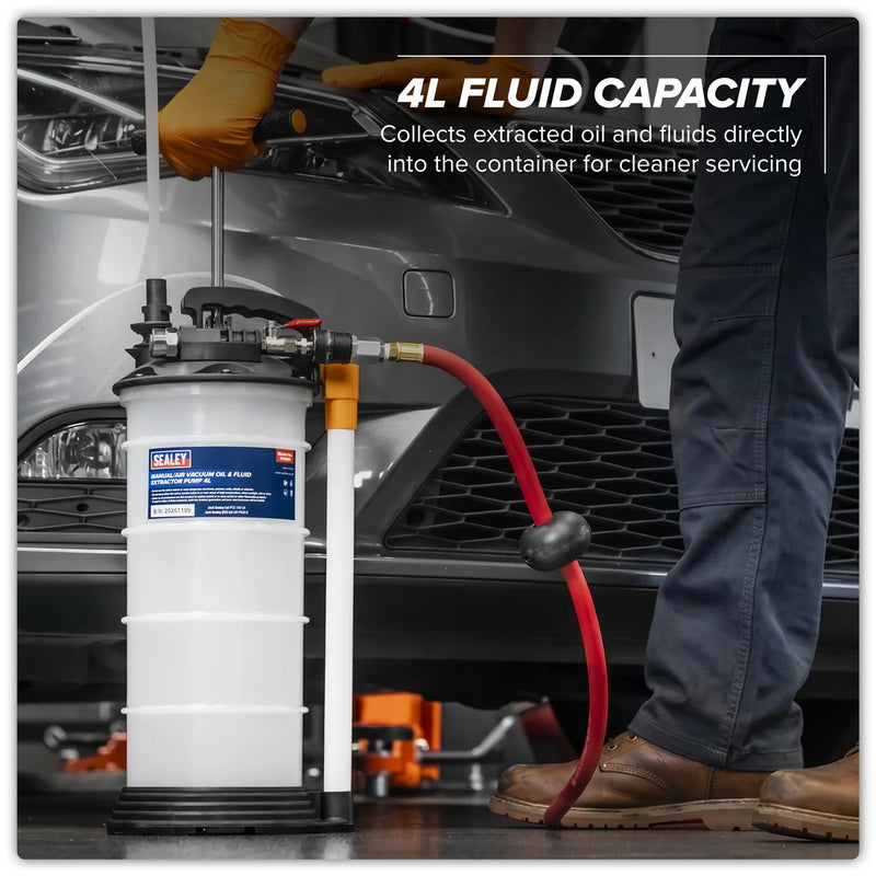 Sealey 4L Manual/Air Vacuum Oil & Fluid Extractor Pump